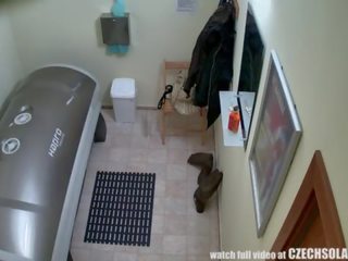 Adorable Czech darling Masturbates in Public Solarium