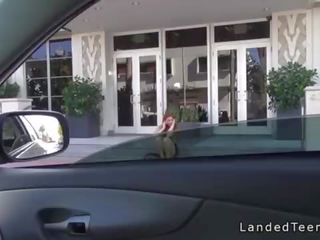 Redhead teen hitchhiker bangs stranger outdoor