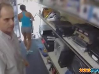 Muscular latin diva fucked in pawn shop